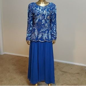 Vintage Jack Bryan Blue Sequin Dress Size 16
